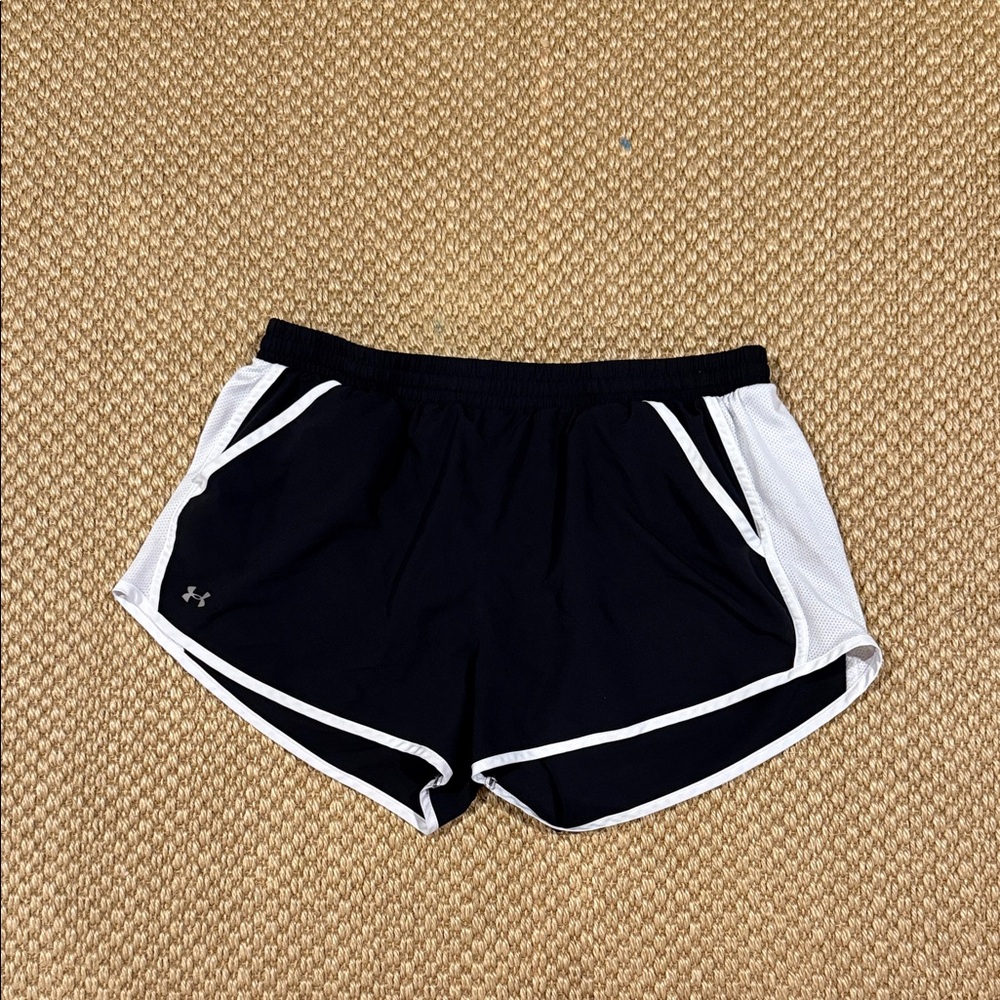Under Armour Women's Athletic Fly-by Shorts in Black and White